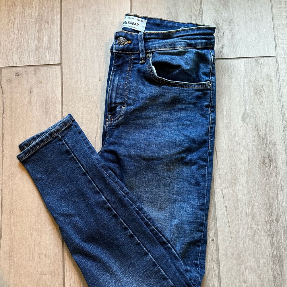 Pull&Bear Men's Dark Blue Skinny Jeans